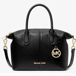 NWT Michael Kors Hyde Black Pebbled Leather Tote Crossbody Purse Small Satchel